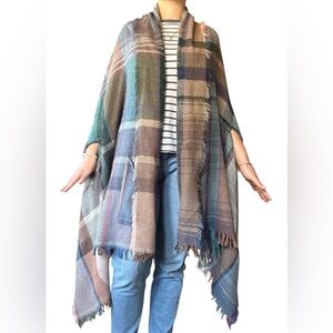 Plaid Multicolor Women's Scarf / Wrap with Pockets and  Armholes